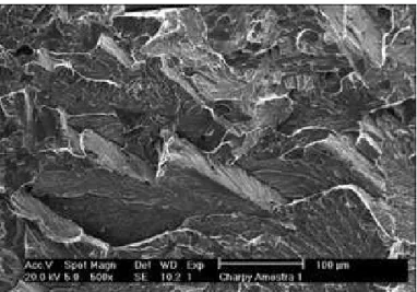 Figura 9. Aspecto de fratura do corpo de prova do ensaio  charpy.