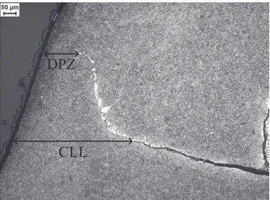 Figura 4. Aspecto da linha de zinco remanescente na  ZM após o processo, mostrando a distância entre o seu inal 