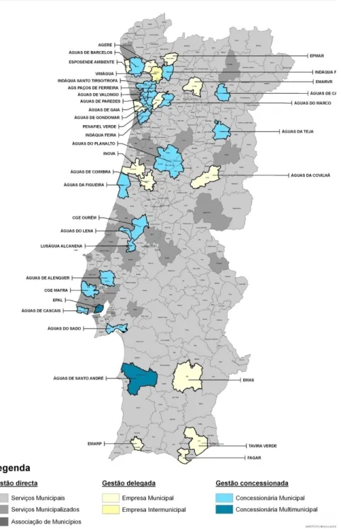 Figura 5 - Sistemas de abastecimento de água em baixa em Portugal. 