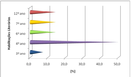 Gráfico 3 – Distribuição amostral por habilitações literárias 