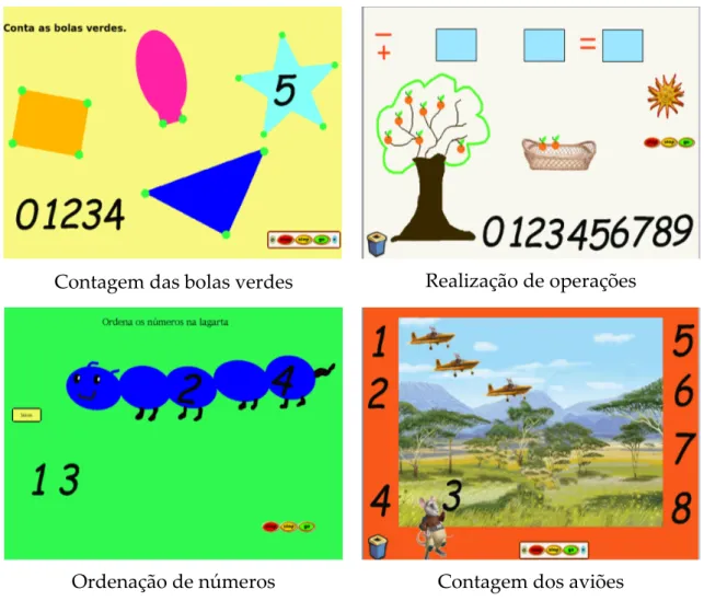 Fig. 1 – Exemplos de jogos explorados pelos alunos, num primeiro contacto com Squeak 