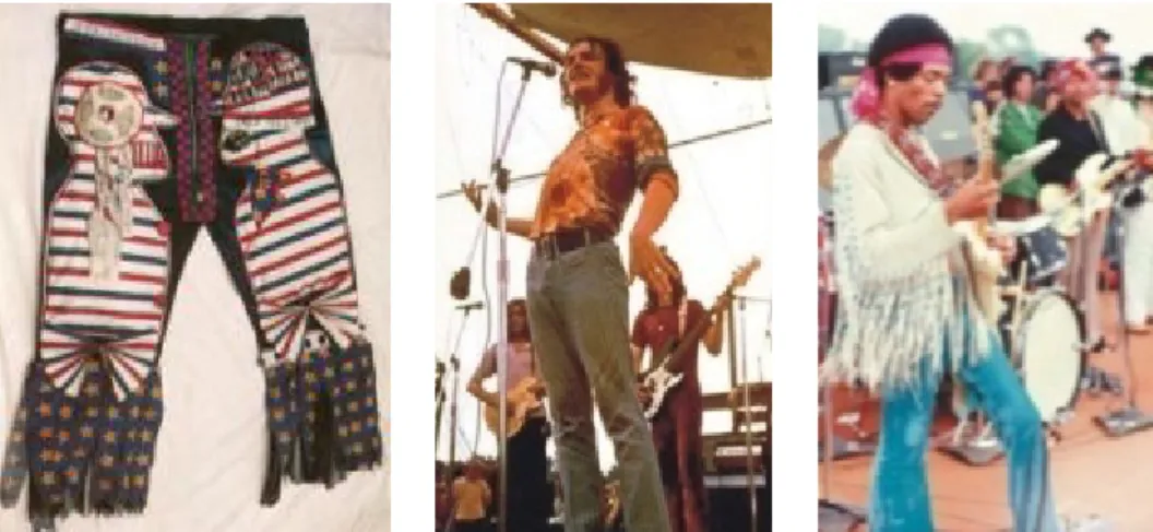 Figura 2.9. A arte nas calças Jeans dão a estas um carácter pessoal e político, típico da “costumização” do produto  pelos hippies (KYI, 2005, p