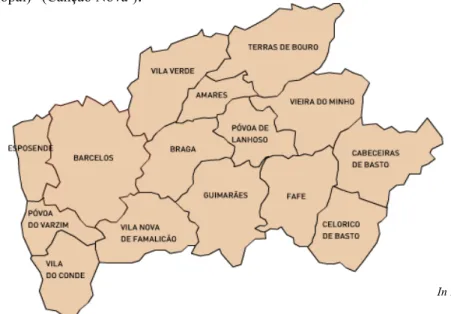Figura 1- Divisão do Arciprestado de Braga 
