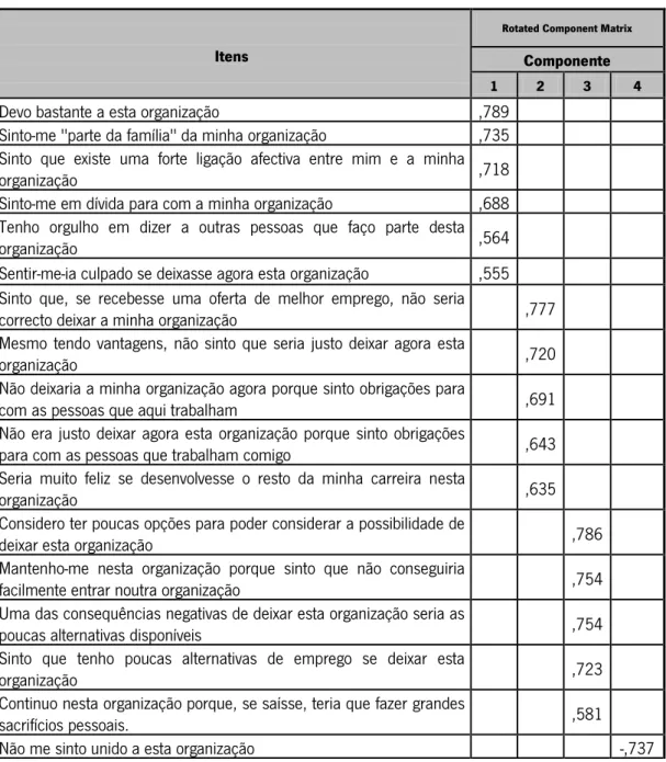Tabela 10 - Análise factorial dos componentes principais com Rotação Varimax itens empresa  utilizadora 