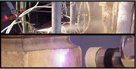 Figura 30 – Processo de limpeza de pedra – Nebulização e atomização de água (em cima); Laser  (em baixo) [14] 