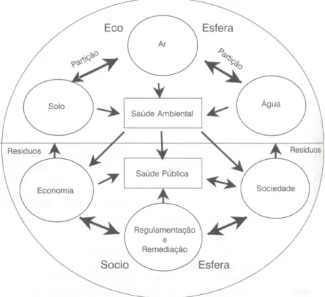 Figura 2.2 – Relação entre a saúde humana e a saúde ambiental (Santos e Duarte, 2003:304)