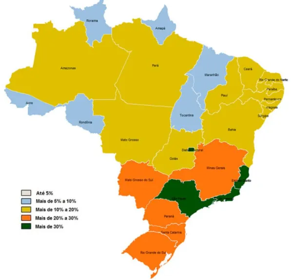 Figura 2 – Taxa de Cobertura dos Planos de Assistência Médica por Unidades da  Federação (Brasil - dezembro/2018) 
