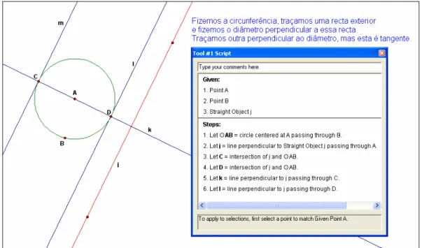Figura 8. Resolução de uma tarefa da ficha 9, Recta tangente à circunferência. 