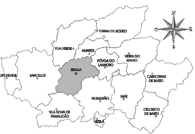 Figura 2.1 – Concelhos do Distrito de Braga 