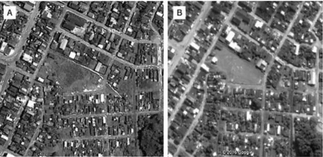 Figure 2: Map of the collection sites in Area 01 before (A) and after (B) grounding. Image A was kindly  provided by Dr