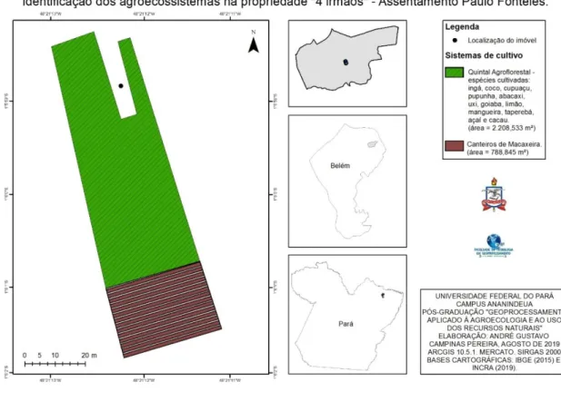 Figura 1 – Mapa de caracterização dos sistemas agroecológicos da propriedade “4 irmãos” –  Assentamento Paulo Fonteles 