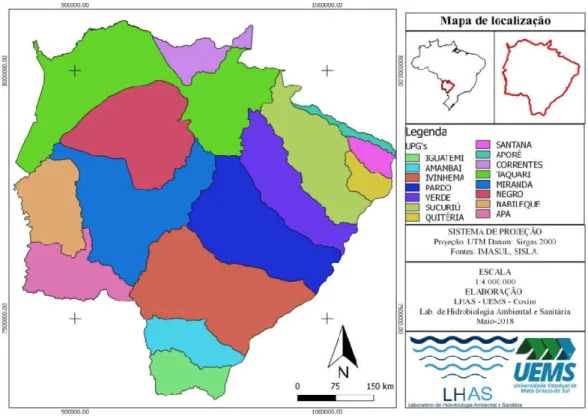 Figura  1  -  Localização  da  área  de  estudo  e  divisão  das  Unidades  de  Planejamento  e  Gestão (UPG's)