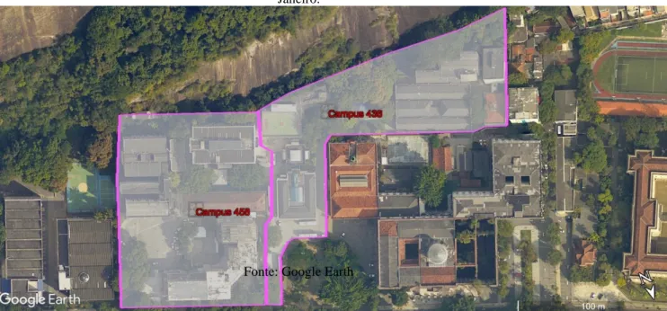 Figura 1: Mapa dos dois Campi da UNIRIO localizados na Av. Pasteur n° 436 e 458 no bairro da Urca, Rio de  Janeiro