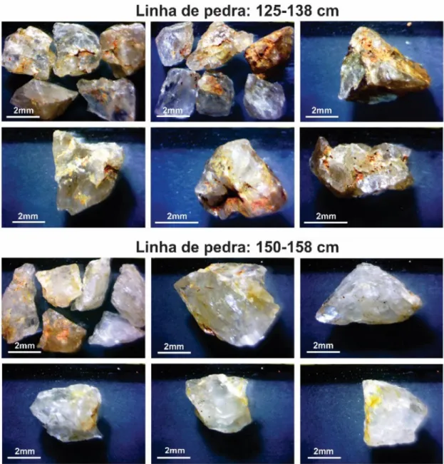 Figura 4 – Grãos de quartzo na fração cascalho presentes nas linhas de pedra do perfil de solo  estudado em Barra do Piraí/RJ.