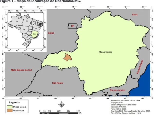 Figura 1 – Mapa da localização de Uberlândia/MG.