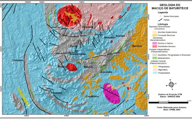 Figura 2: Geologia do maciço de Baturité/CE.