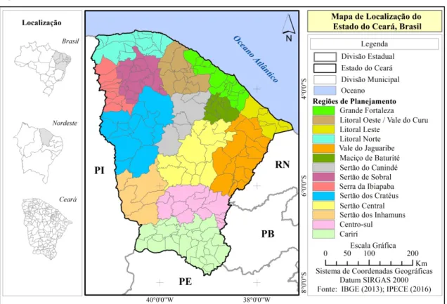 Figura 1 – Mapa de localização do estado do Ceará, Brasil. Fonte: autores.