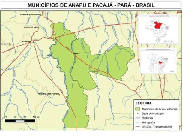 Figura 1 - Anapu e Pacajá, cortados e constituídos a partir da Transamazônica (BR-230)
