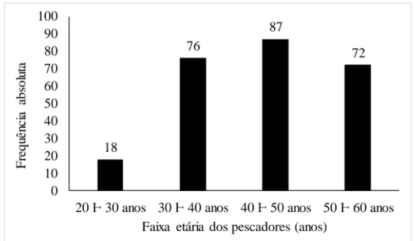 Figura 2. Faixa etária dos pescadores filiados a Z-66. Fonte: Autores (2019). 