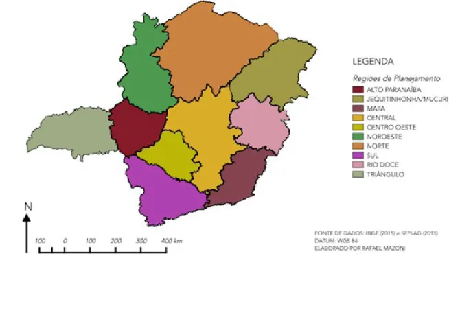 FIGURA 1- Regiões de planejamento em Minas Gerais