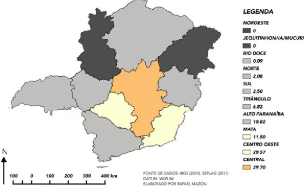 FIGURA 4- Gasto per capita por região de planejamento em 2011 (em R$)