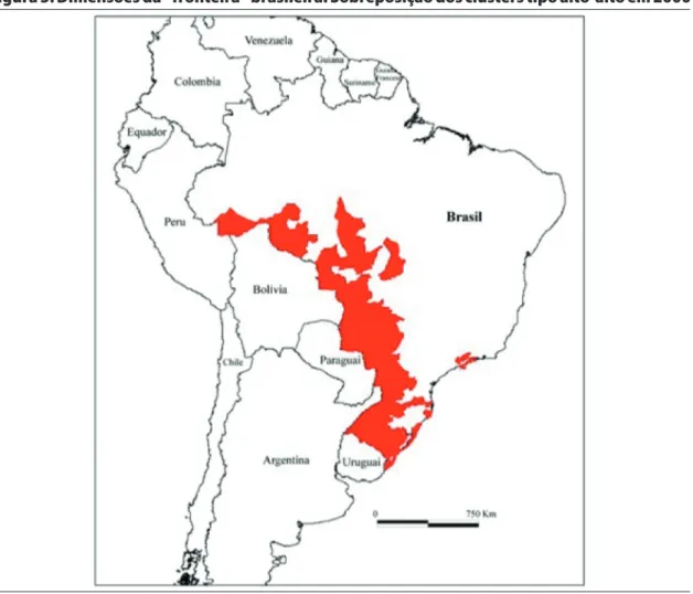 Figura 5: Dimensões da “fronteira” brasileira. Sobreposição dos clusters tipo alto-alto em 2000