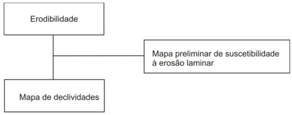 Figura 1 - Roteiro de elaboração do mapa preliminar à erosão laminar. Adaptado de Salomão (1996)
