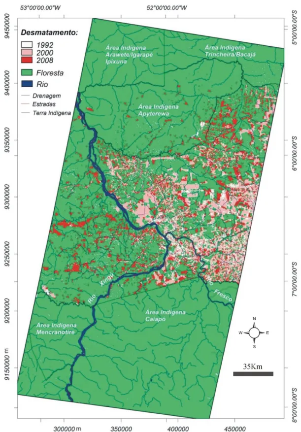 Figura 6 - Mapa da dinâmica do desmatamento da região de São Félix do Xingu, Sul do Pará.