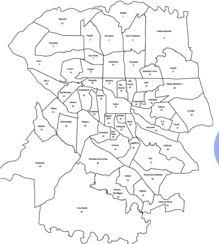 Figura 2 -  Bairros da área urbana de Londrina