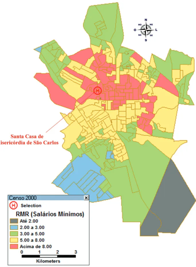 Figura 10 - RMR por setor censitário em São Carlos (Censo 2000)  Fonte: Garcia (2012).