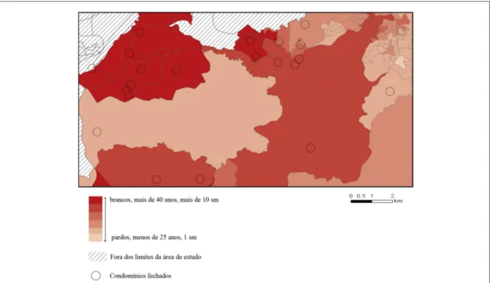 Figura 4 - Os condomínios fechados e seus impactos territoriais em Nova Lima   Fonte: Censo demográfico de 2010 (IBGE, 2010).