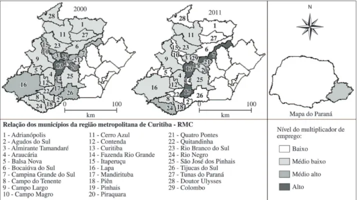 Tabela 6 - Índice de centralidade dos municípios da RMC nos anos 2000 e 2010