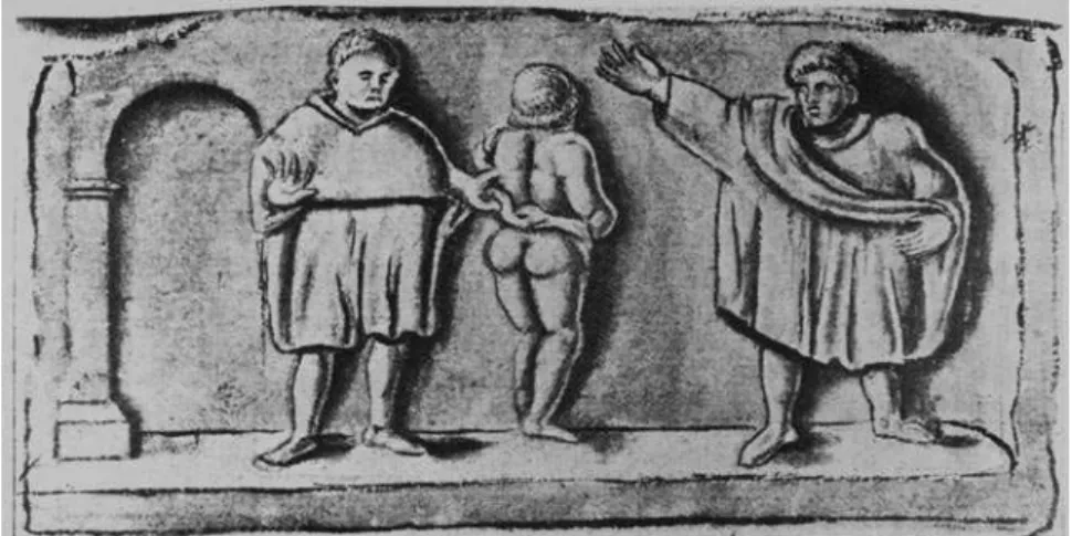Figura 3: Relevo sepulcral de Arlon, desenho segundo Alexander Wiltheim. (Ilustração  em: DONDERER, Michael