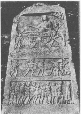 Figura 4: Anfípolis, Coluna sepulcral do traficante de escravos Aulus Cprilius Timotheos  (Ilustração em: DUCHÊNE, Hervé