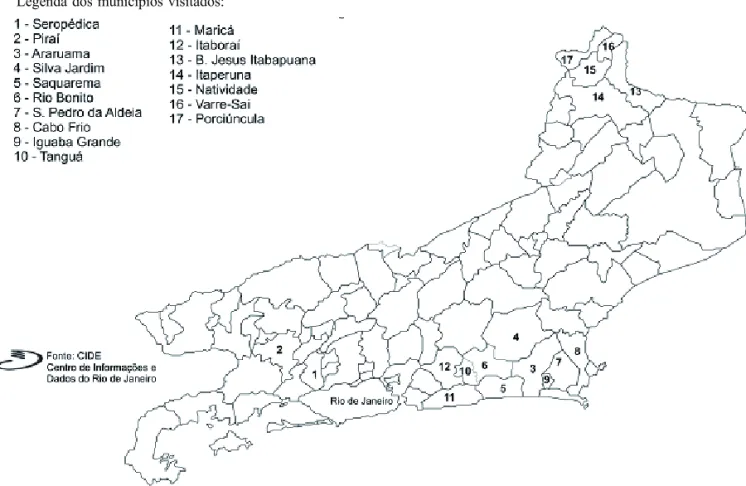 Figura 1. Distribuição de hemípteros fitoparasitos em plantas cítricas no estado do Rio de Janeiro, de janeiro de 2000 a junho de 2001.