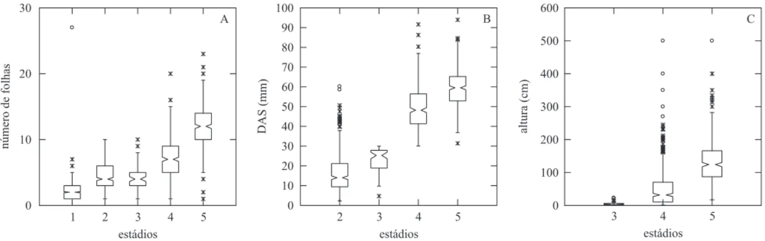 Figure 27. number of leaves (a), das (B) and height (C) of  Geonoma schottiana ontogenetic stages in the north of Rio  de Janeiro state