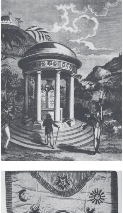Figura 1. “Um templo erguido pelos negros para  comemorar sua Emancipação”. Ilustração para  Marcus Rainsford