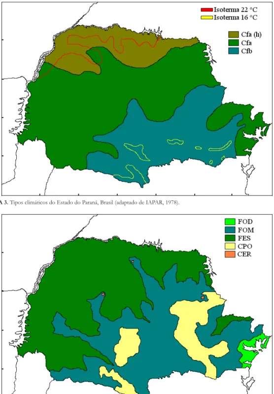 FIGURA 3. Tipos climáticos do Estado do Paraná, Brasil (adaptado de IAPAR, 1978).