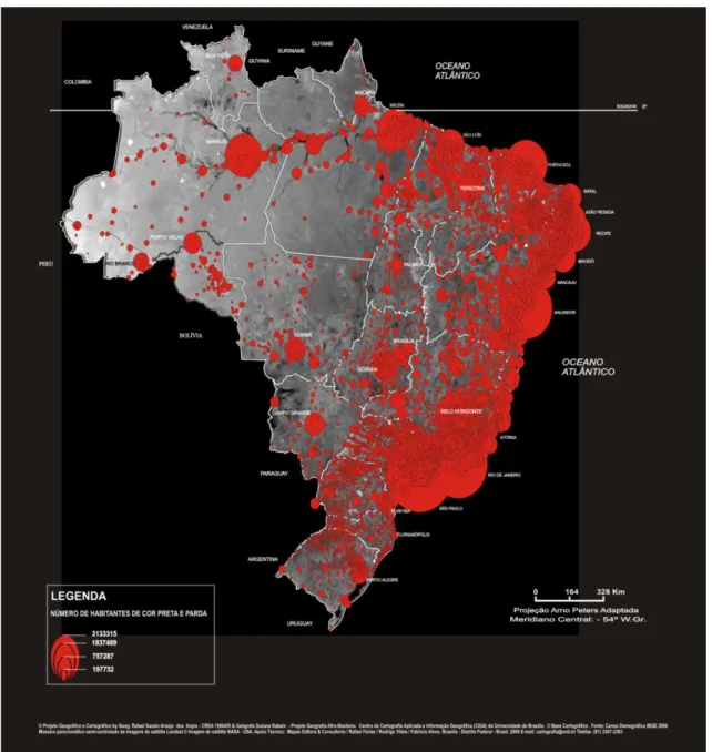 Figura 7 - Distribuição da população caracterizada como preta e parda por município - IBGE - CENSO 2000