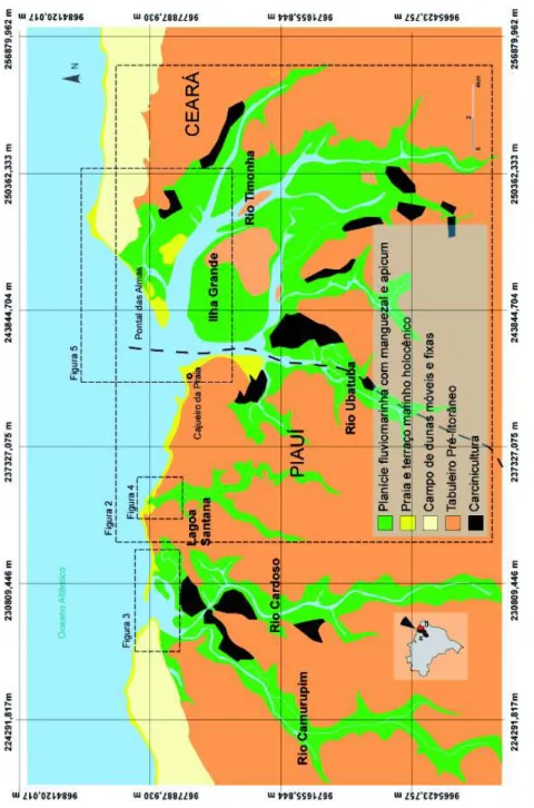 Figura 1 – Localização regional dos complexos estuarinos. Aspectos geoambieantais regionais