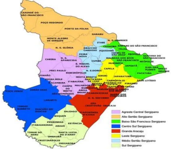 Figura 01: Mapa de Sergipe. Divisão Territorial, 2012. 