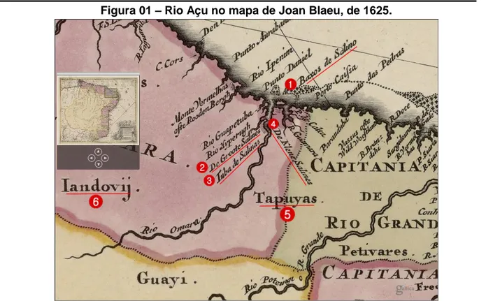 Figura 01 – Rio Açu no mapa de Joan Blaeu, de 1625.