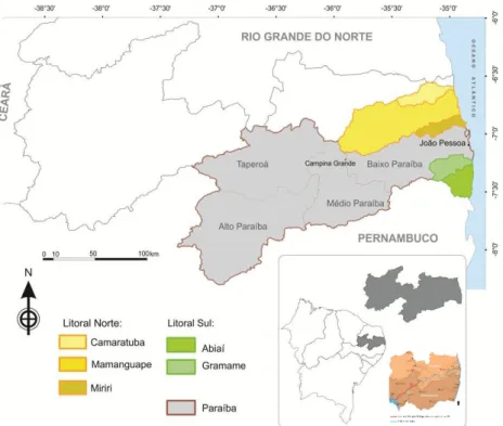 Figura 1: Localização da bacia hidrográfica do Rio Paraíba com indicação do Eixo Leste do Projeto de Integração do Rio  São Francisco (PISF)