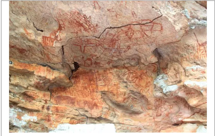 Figura 1: Representações zoomorfas aparecem tematizadas nos sítios de arte rupestre. Sítio Arqueológico Barro  Branco, Alcinópolis