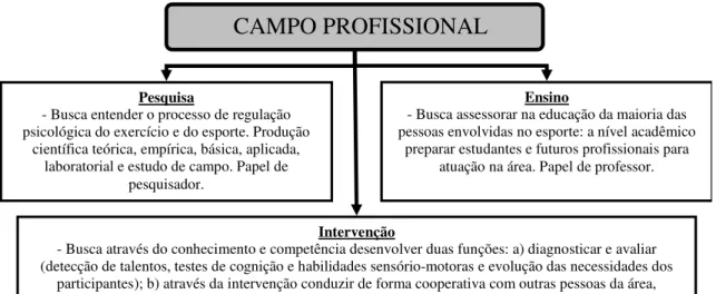 Figura 2. Campos de Atuação Profissional do Psicólogo do Esporte. 