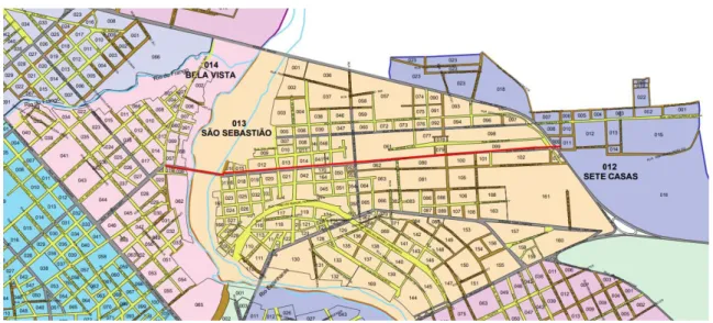 Figura 1: Mapa da rua Antônio Félix, grifada em vermelho. 