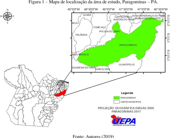Figura 1 – Mapa de localização da área de estudo, Paragominas – PA. 