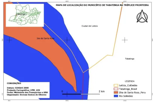 Figura 01 - Localização do município de Tabatinga na Tríplice Fronteira. 
