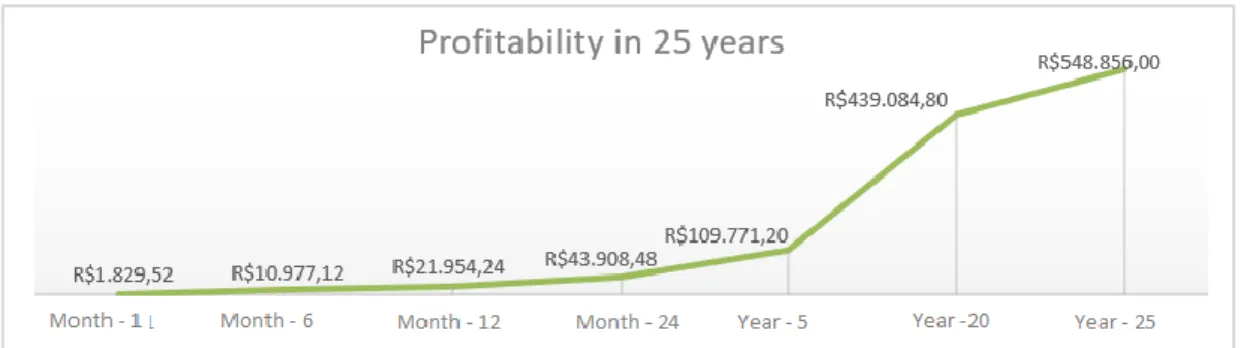 Figure 5. Profitability according to the manufacturer in 25 years, as it is its lifetime