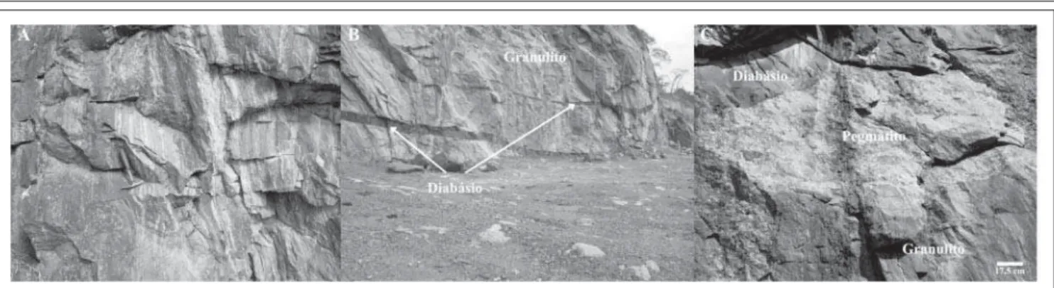 Figura 3 - Granulitos bandados encontrados na pedreira abandonada de Acaiaca (ponto 76)
